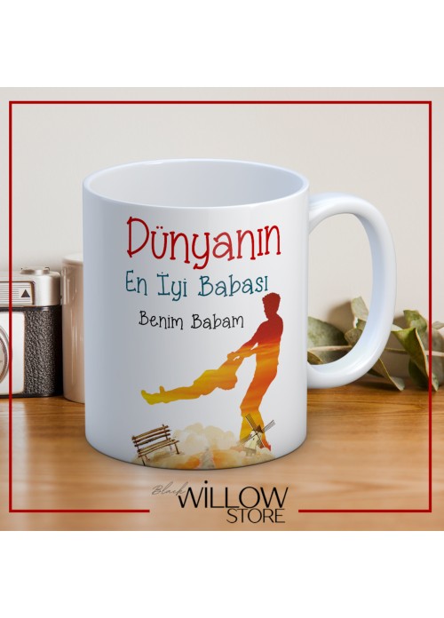BABALAR GÜNÜ TEMALI İSİMLİ KİŞİYE ÖZEL SERAMİK KUPA BARDAK-16