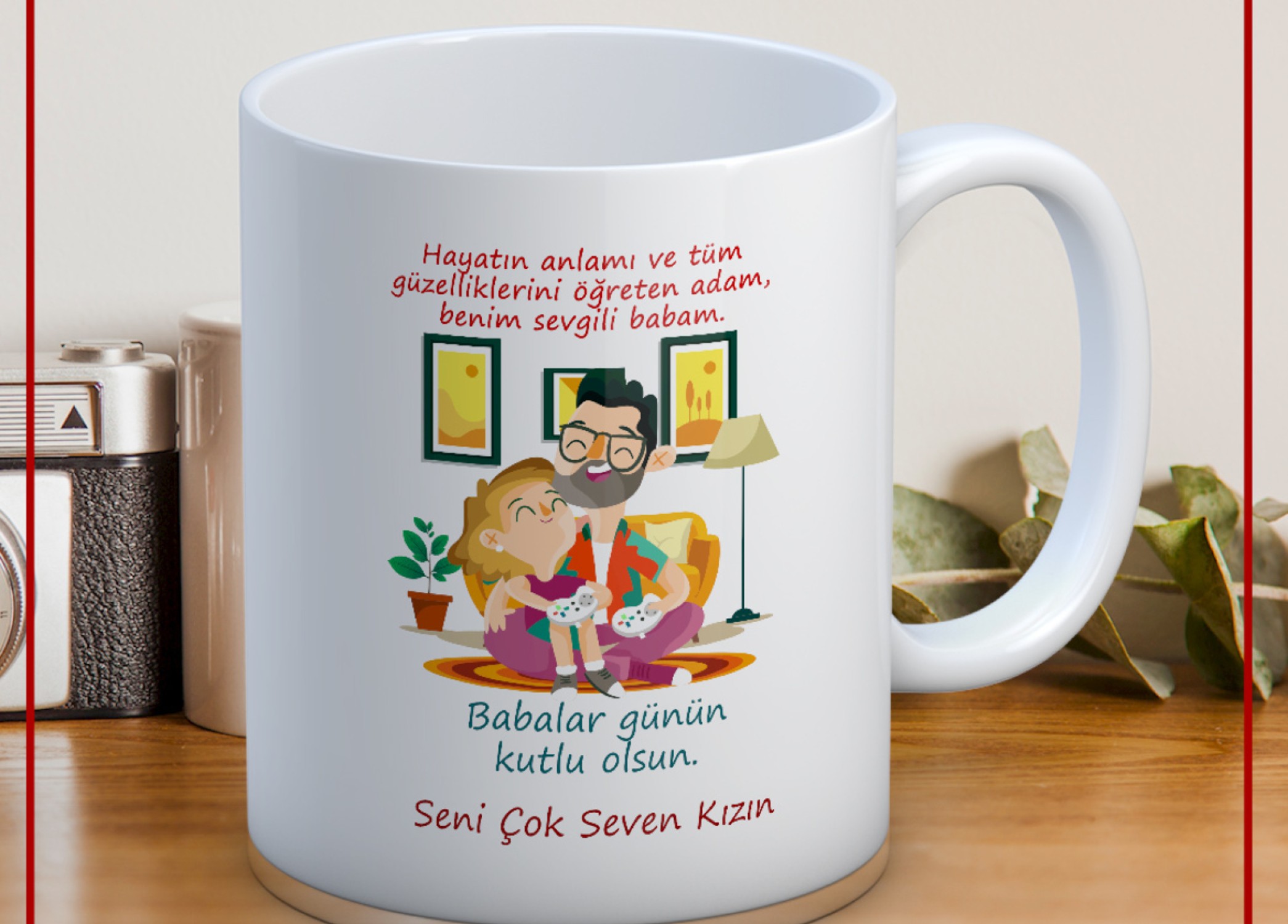 BABALAR GÜNÜ TEMALI İSİMLİ KİŞİYE ÖZEL SERAMİK KUPA BARDAK-51