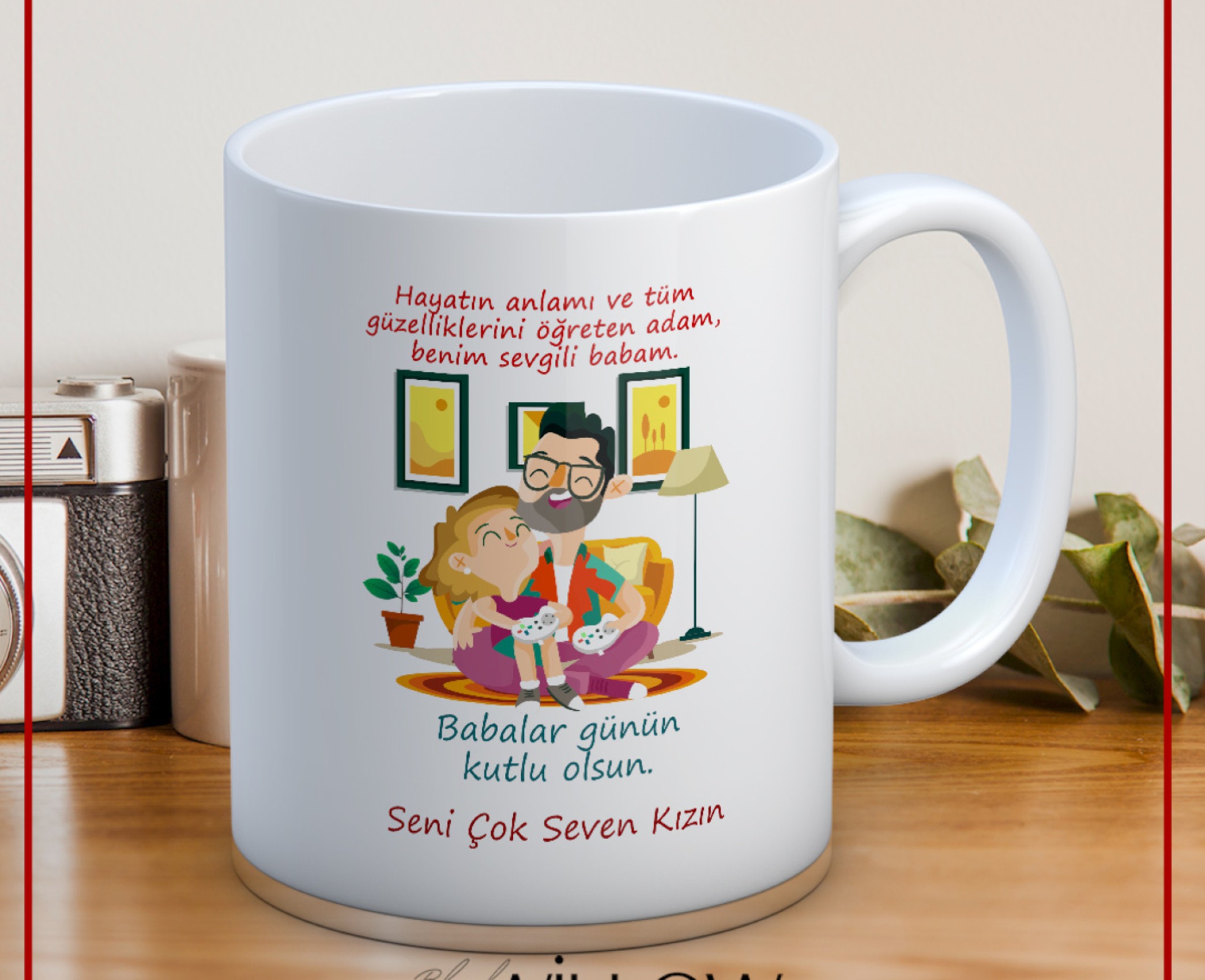 BABALAR GÜNÜ TEMALI İSİMLİ KİŞİYE ÖZEL SERAMİK KUPA BARDAK-51
