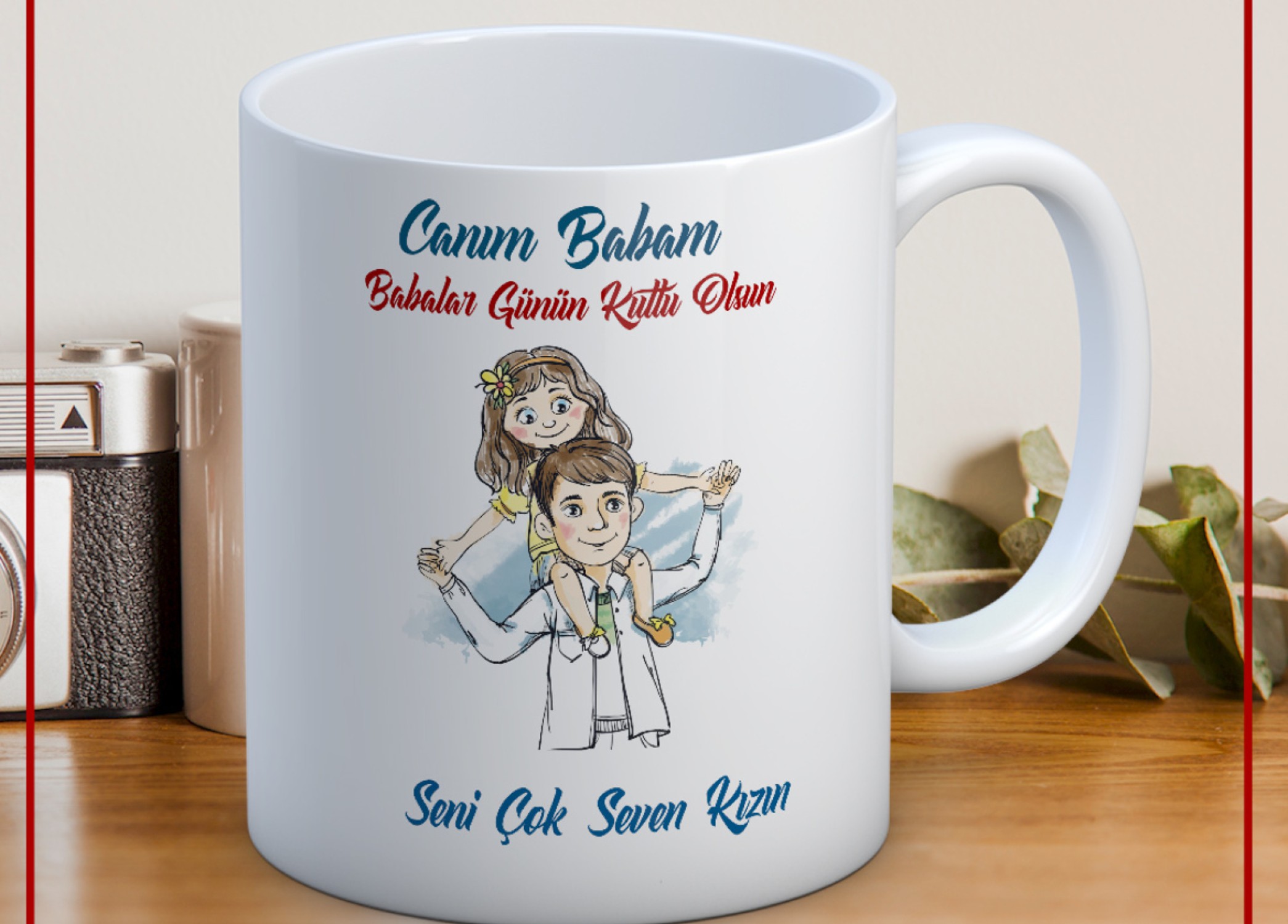 BABALAR GÜNÜ TEMALI İSİMLİ KİŞİYE ÖZEL SERAMİK KUPA BARDAK-35