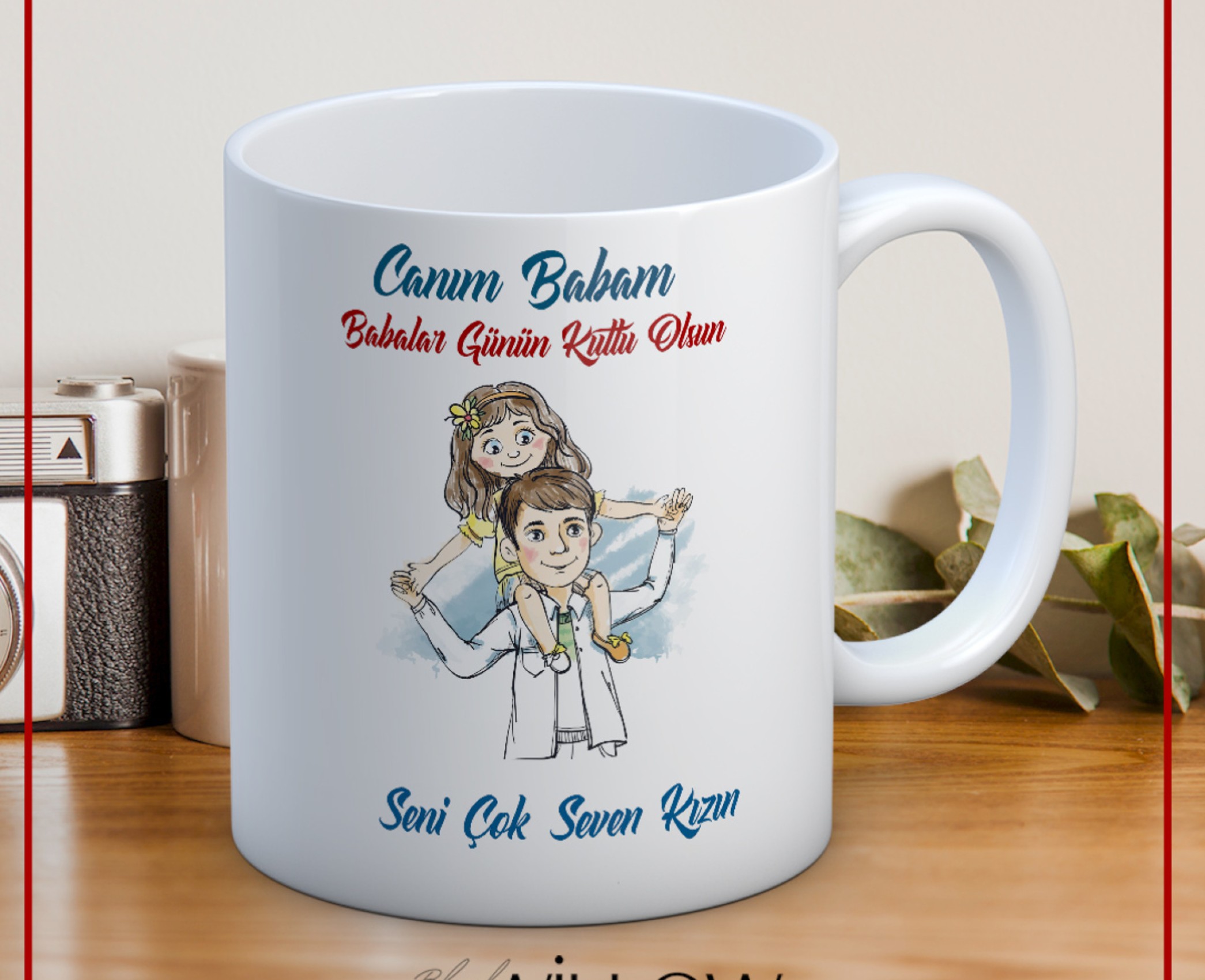 BABALAR GÜNÜ TEMALI İSİMLİ KİŞİYE ÖZEL SERAMİK KUPA BARDAK-35