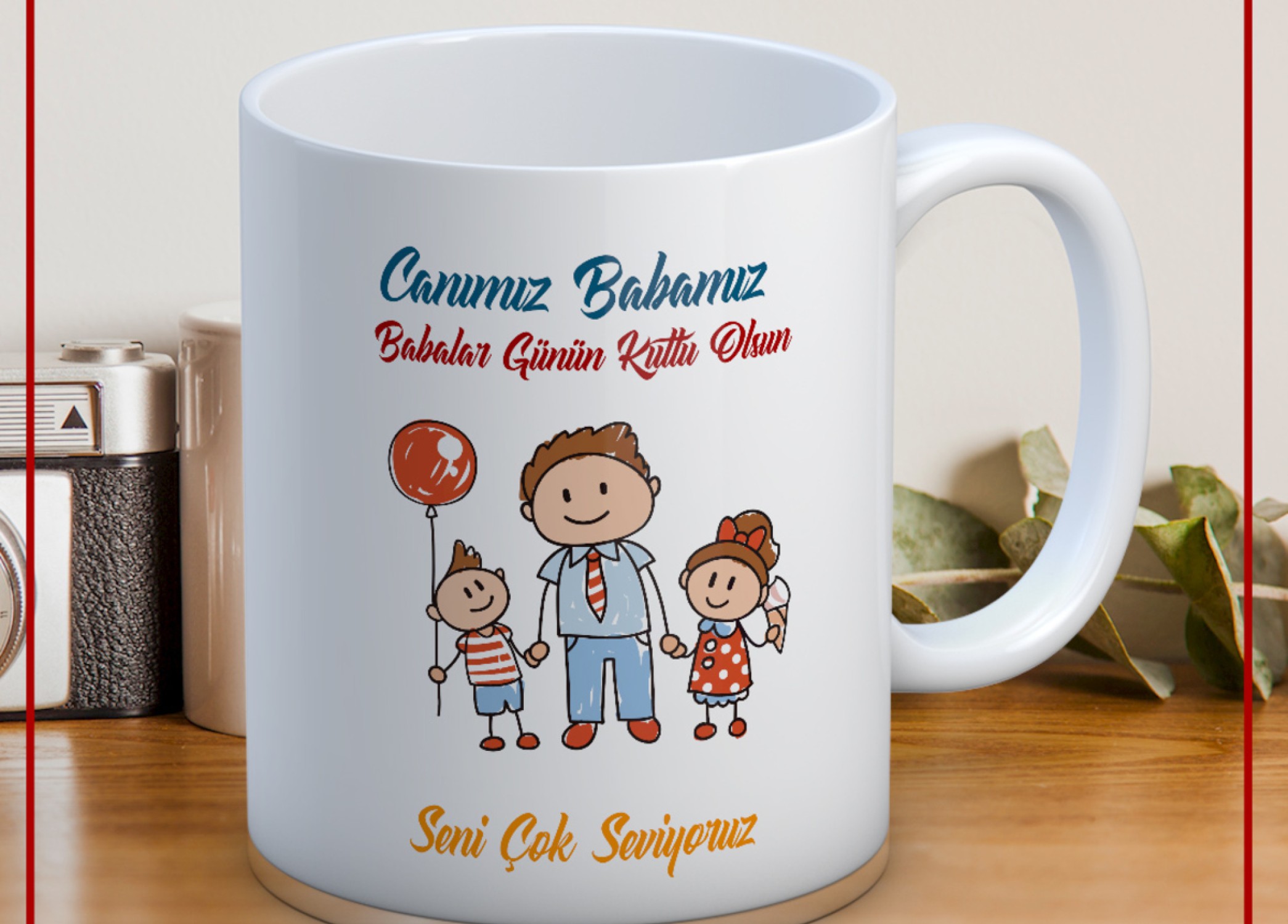 BABALAR GÜNÜ TEMALI İSİMLİ KİŞİYE ÖZEL SERAMİK KUPA BARDAK-52