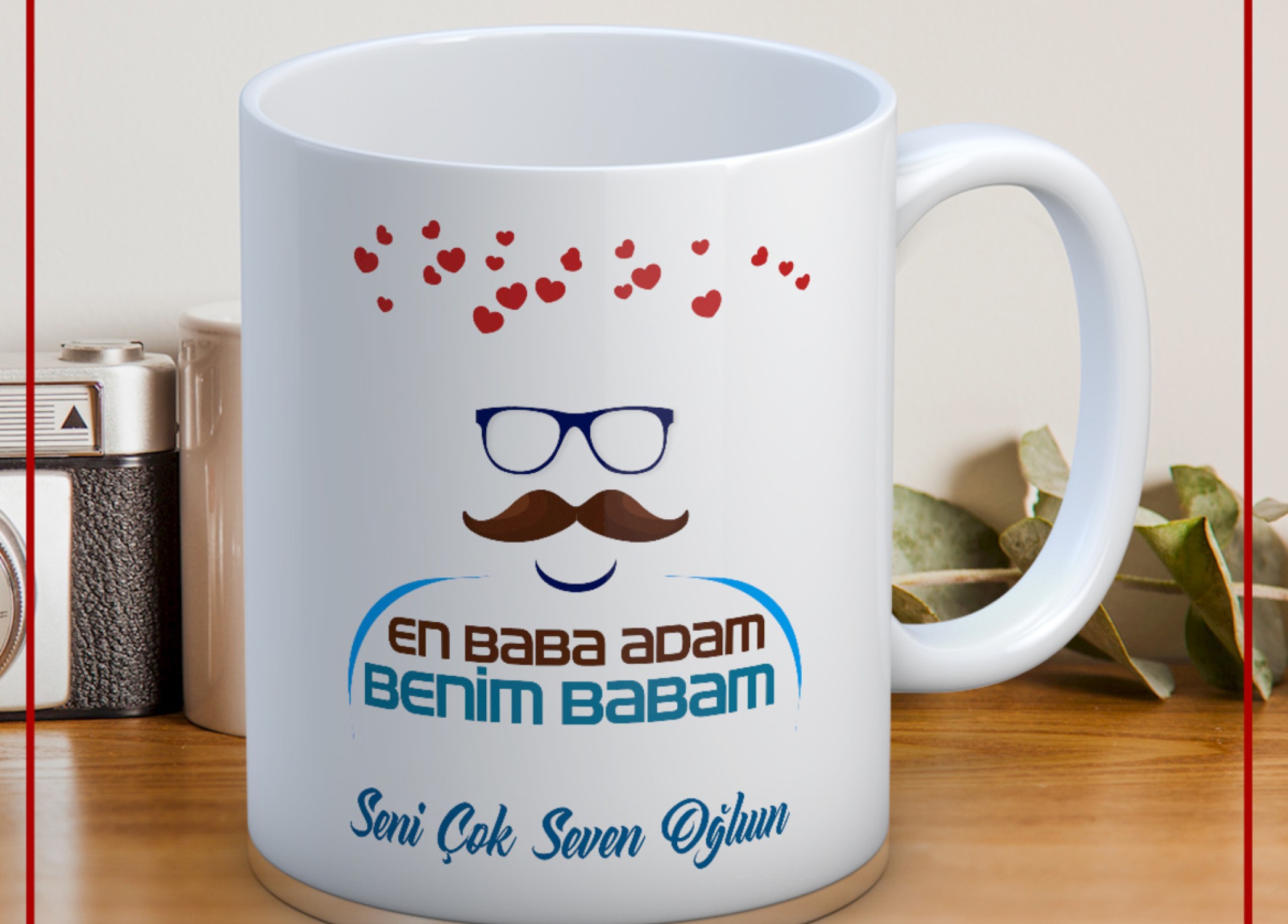 BABALAR GÜNÜ TEMALI İSİMLİ KİŞİYE ÖZEL SERAMİK KUPA BARDAK-50