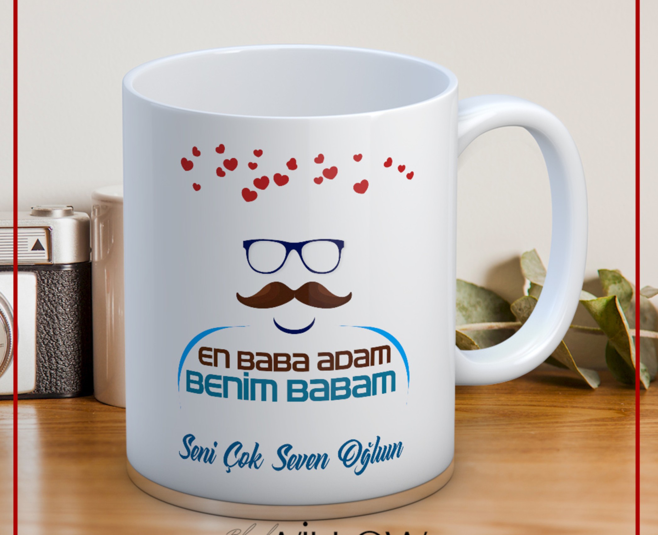 BABALAR GÜNÜ TEMALI İSİMLİ KİŞİYE ÖZEL SERAMİK KUPA BARDAK-50