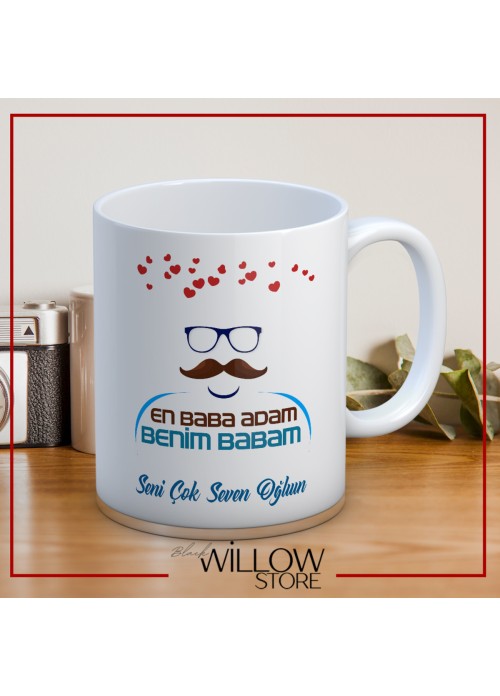 BABALAR GÜNÜ TEMALI İSİMLİ KİŞİYE ÖZEL SERAMİK KUPA BARDAK-50