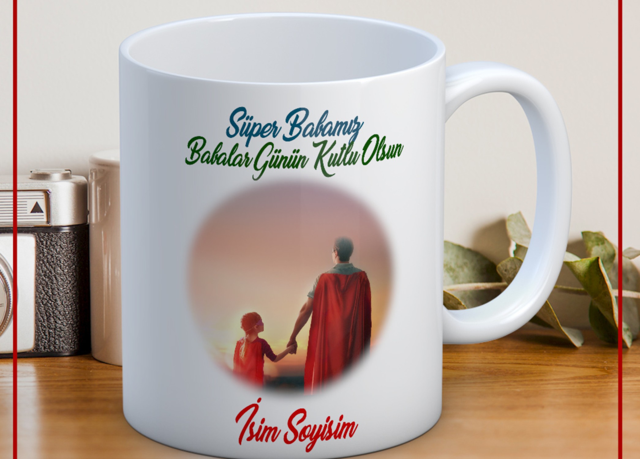 BABALAR GÜNÜ TEMALI İSİMLİ KİŞİYE ÖZEL SERAMİK KUPA BARDAK-30