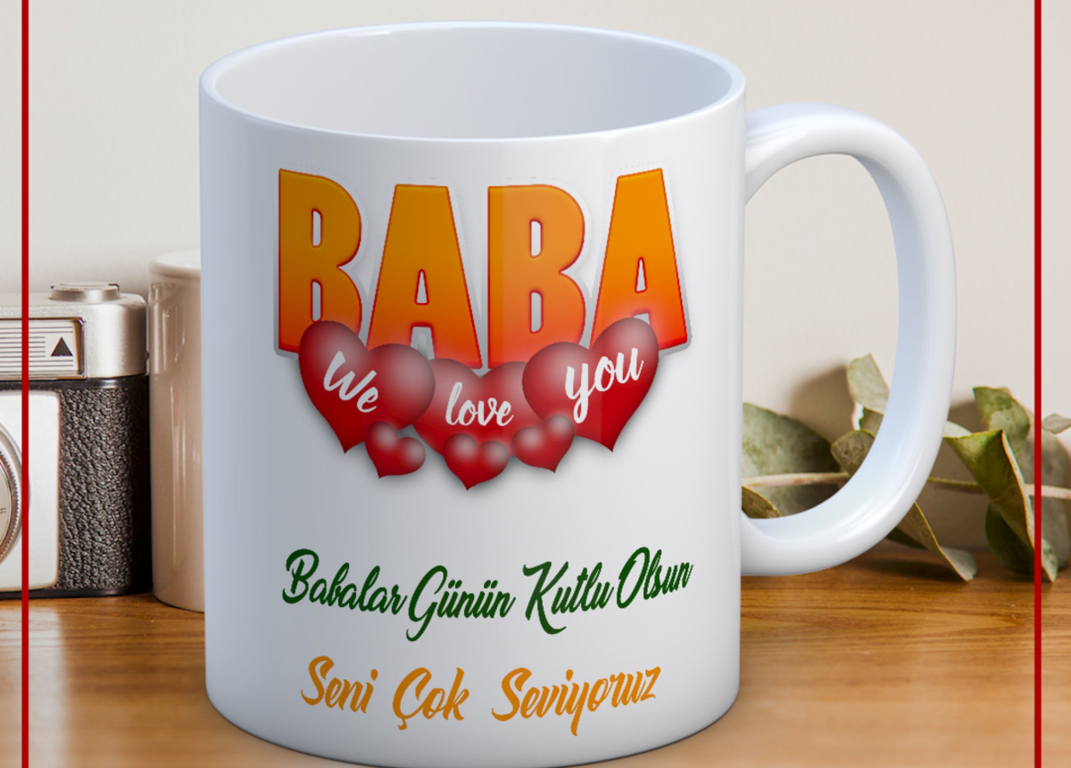 BABALAR GÜNÜ TEMALI İSİMLİ KİŞİYE ÖZEL SERAMİK KUPA BARDAK-7