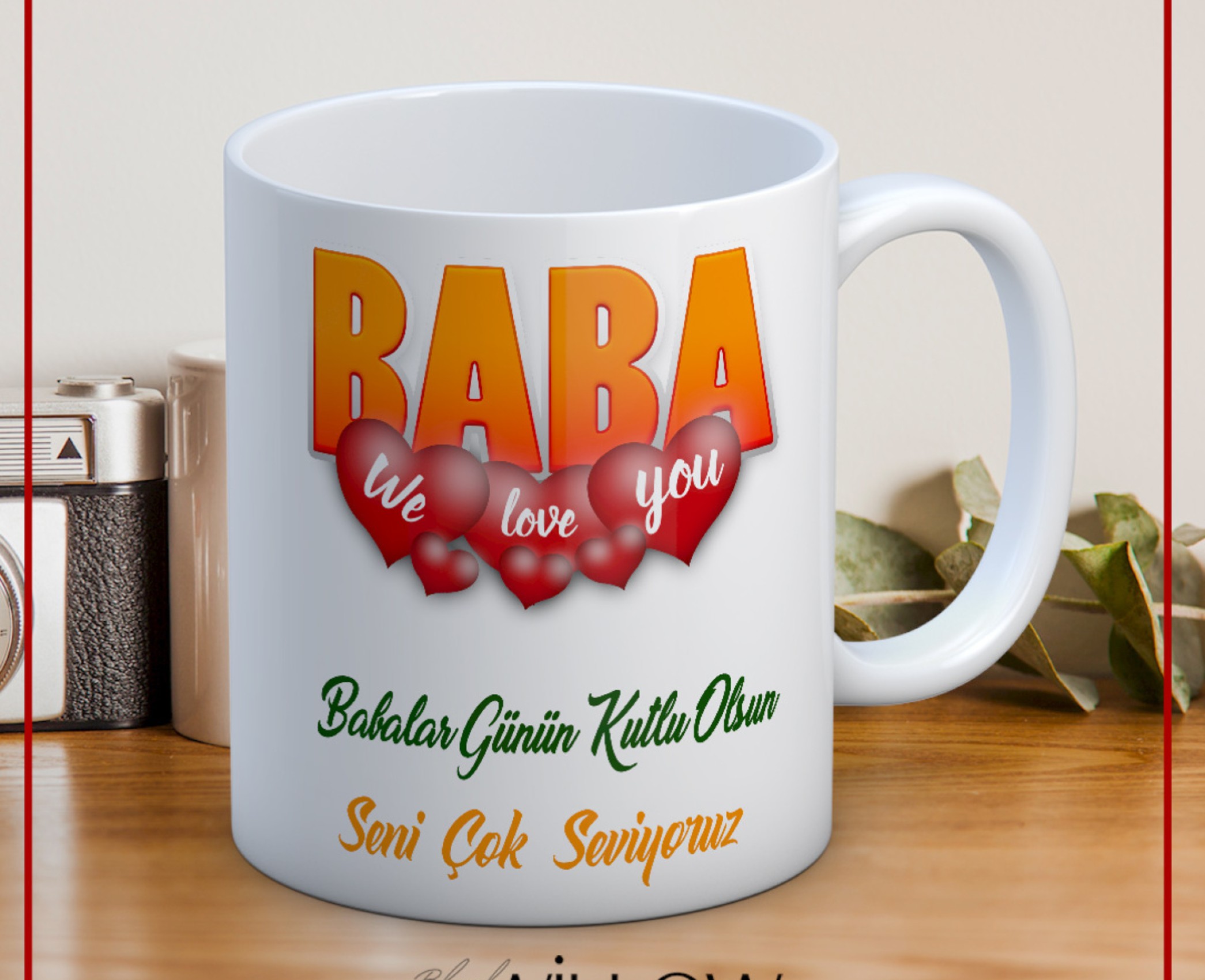 BABALAR GÜNÜ TEMALI İSİMLİ KİŞİYE ÖZEL SERAMİK KUPA BARDAK-7