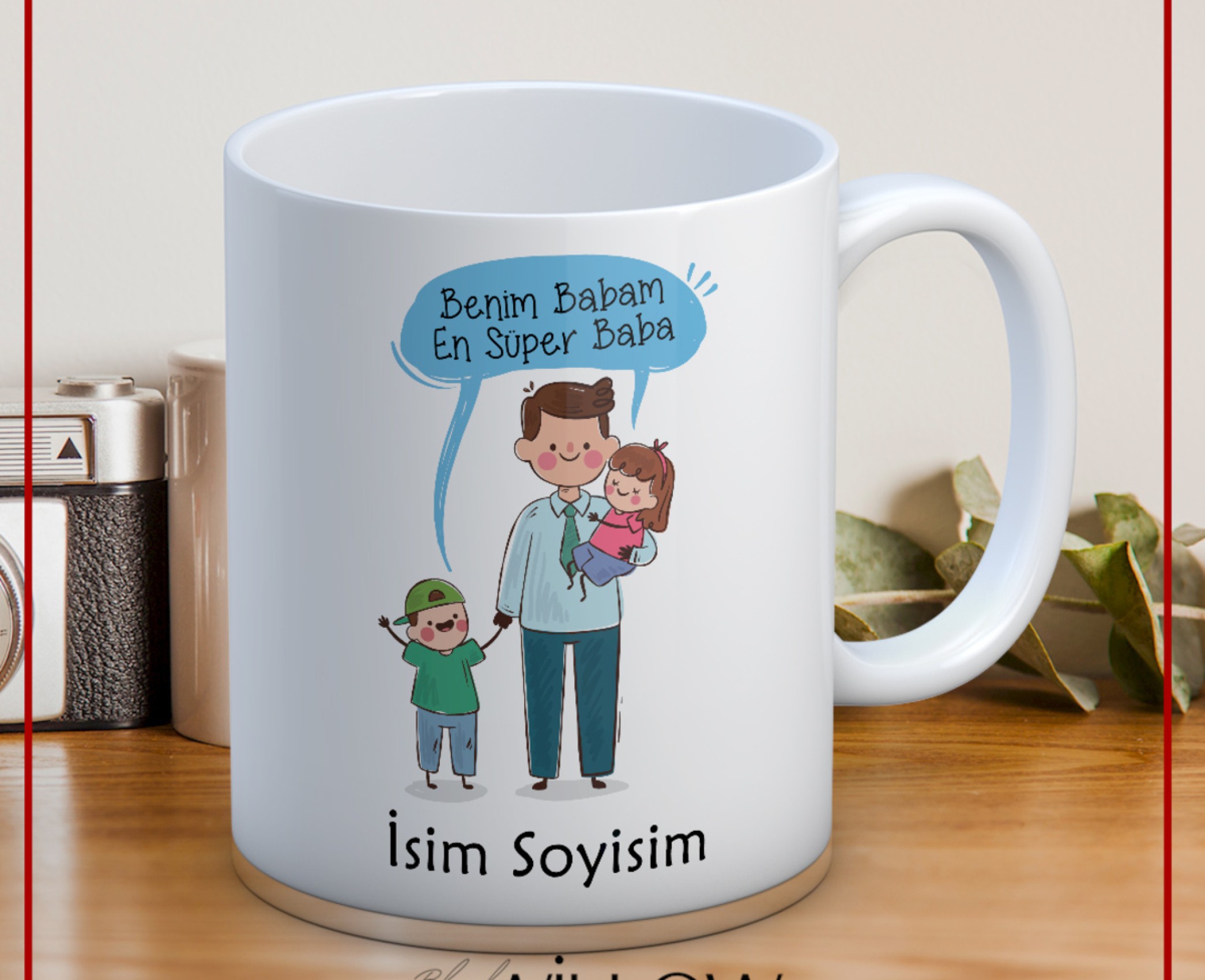 BABALAR GÜNÜ TEMALI İSİMLİ KİŞİYE ÖZEL SERAMİK KUPA BARDAK-53