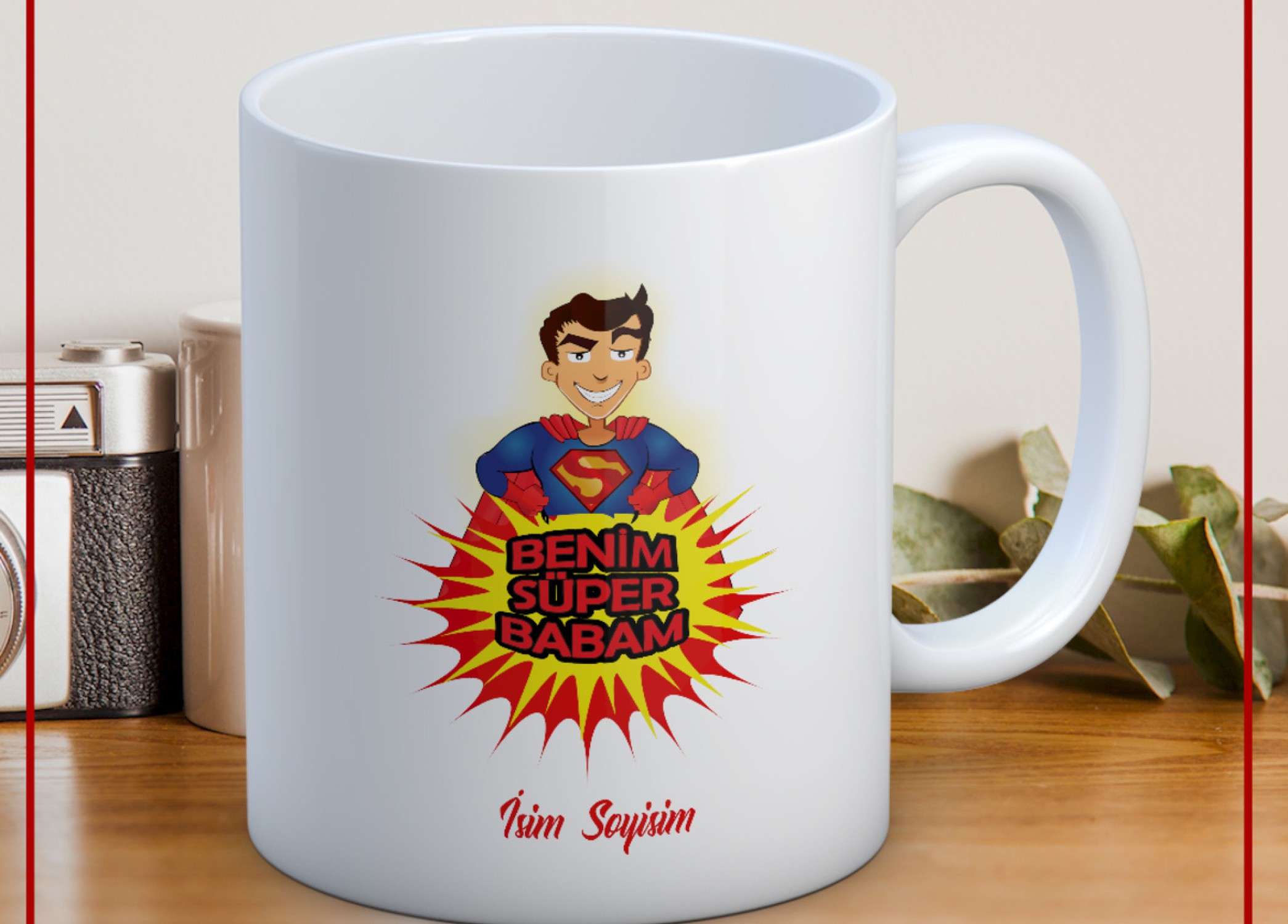 BABALAR GÜNÜ TEMALI İSİMLİ KİŞİYE ÖZEL SERAMİK KUPA BARDAK-22