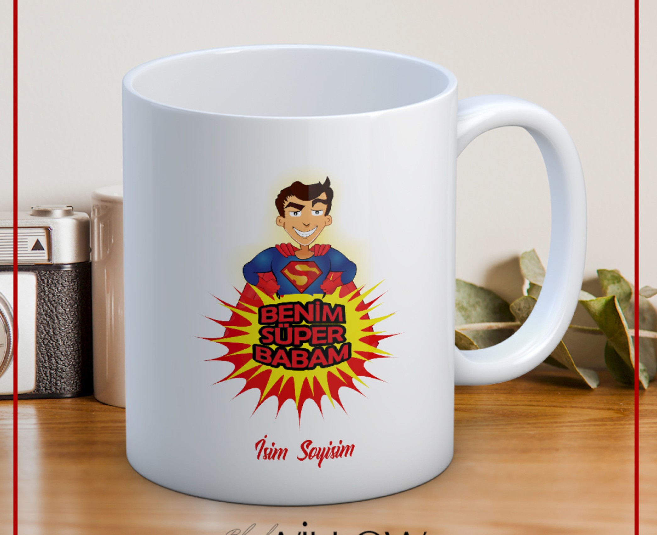BABALAR GÜNÜ TEMALI İSİMLİ KİŞİYE ÖZEL SERAMİK KUPA BARDAK-22