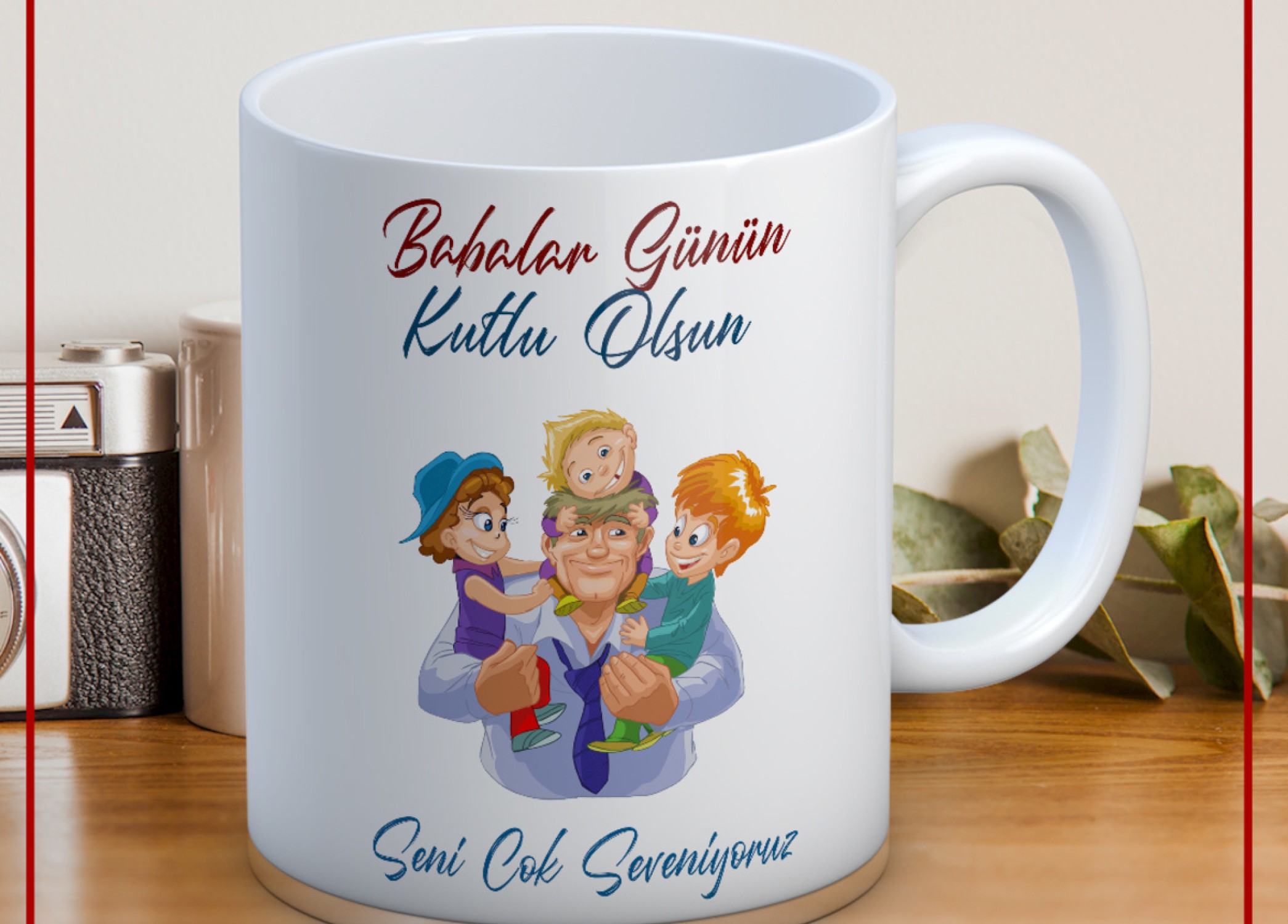 BABALAR GÜNÜ TEMALI İSİMLİ KİŞİYE ÖZEL SERAMİK KUPA BARDAK-71