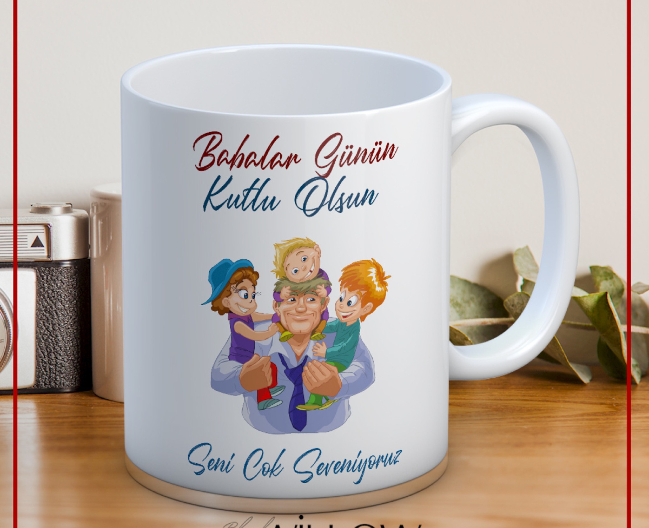 BABALAR GÜNÜ TEMALI İSİMLİ KİŞİYE ÖZEL SERAMİK KUPA BARDAK-71