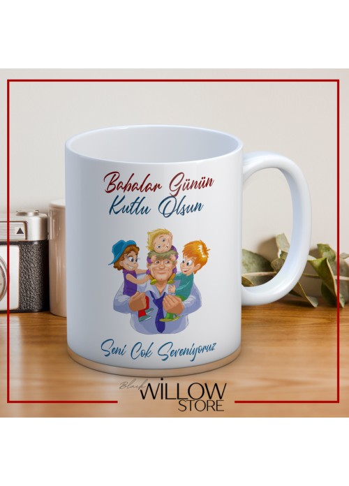 BABALAR GÜNÜ TEMALI İSİMLİ KİŞİYE ÖZEL SERAMİK KUPA BARDAK-71