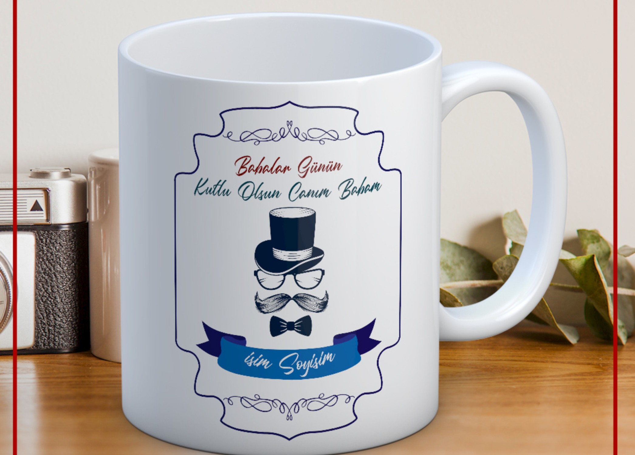 BABALAR GÜNÜ TEMALI İSİMLİ KİŞİYE ÖZEL SERAMİK KUPA BARDAK-38