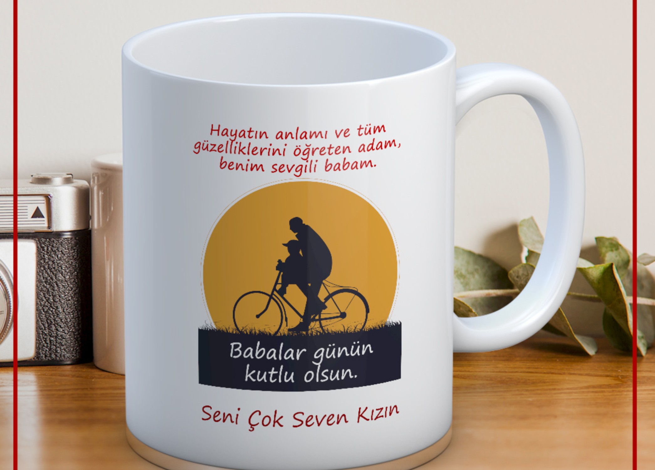 BABALAR GÜNÜ TEMALI İSİMLİ KİŞİYE ÖZEL SERAMİK KUPA BARDAK-55