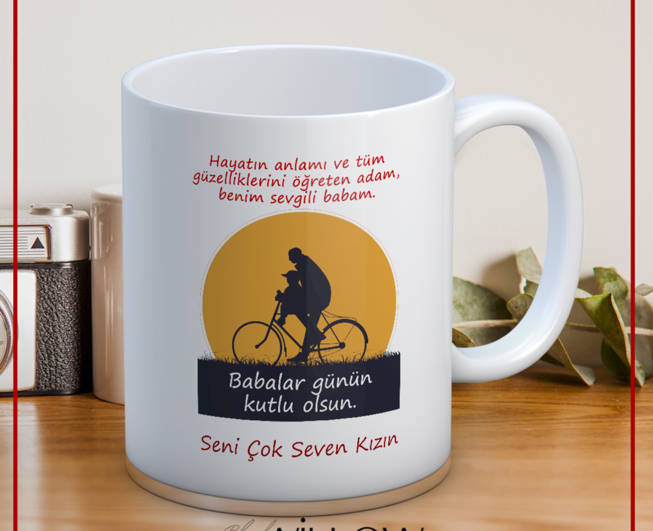 BABALAR GÜNÜ TEMALI İSİMLİ KİŞİYE ÖZEL SERAMİK KUPA BARDAK-55