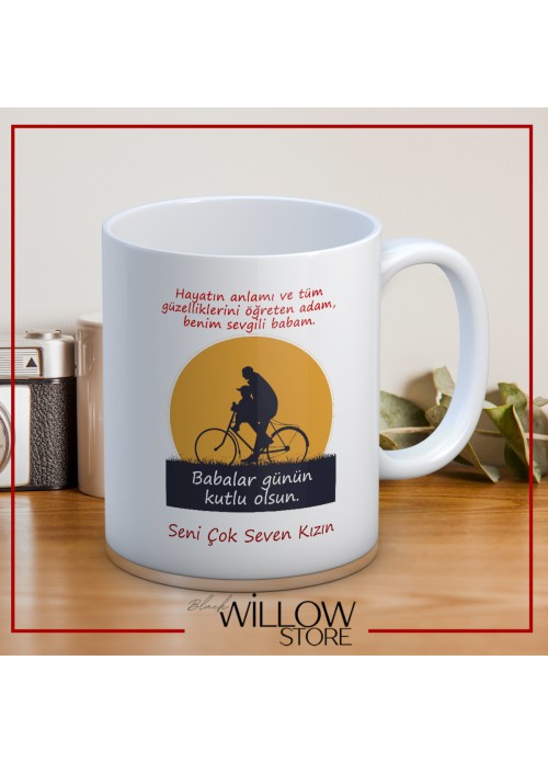 BABALAR GÜNÜ TEMALI İSİMLİ KİŞİYE ÖZEL SERAMİK KUPA BARDAK-55