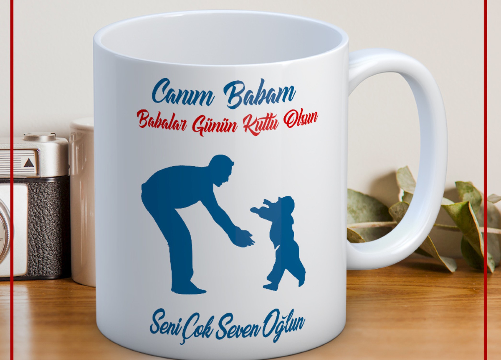 BABALAR GÜNÜ TEMALI İSİMLİ KİŞİYE ÖZEL SERAMİK KUPA BARDAK-25