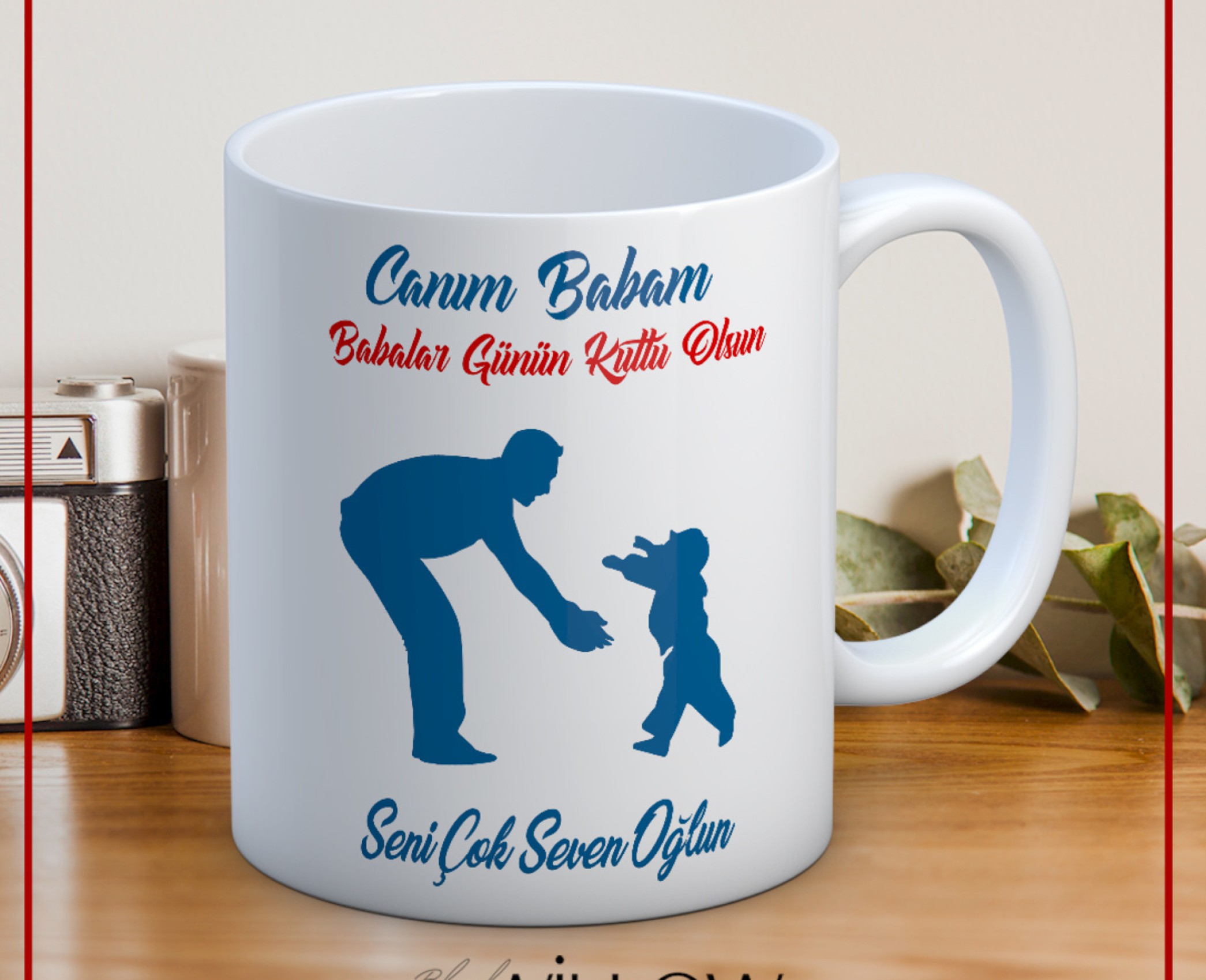 BABALAR GÜNÜ TEMALI İSİMLİ KİŞİYE ÖZEL SERAMİK KUPA BARDAK-25