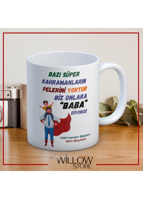 BABALAR GÜNÜ TEMALI İSİMLİ KİŞİYE ÖZEL SERAMİK KUPA BARDAK-31