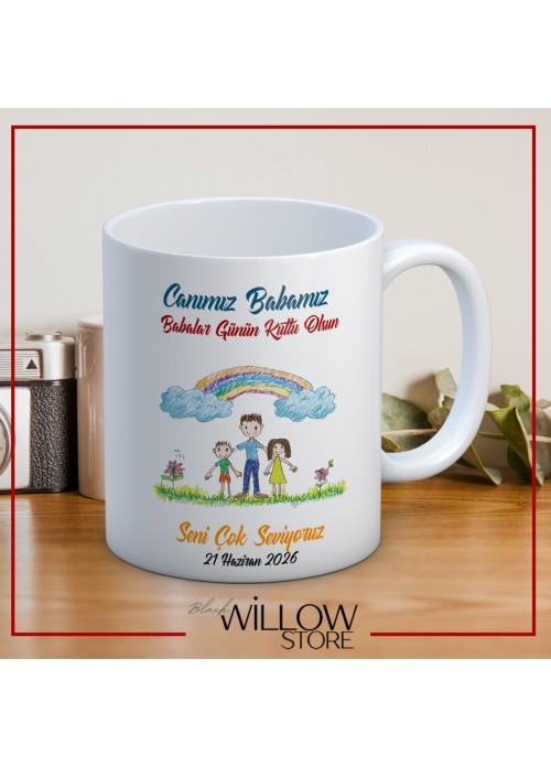 BABALAR GÜNÜ TEMALI İSİMLİ KİŞİYE ÖZEL SERAMİK KUPA BARDAK-41