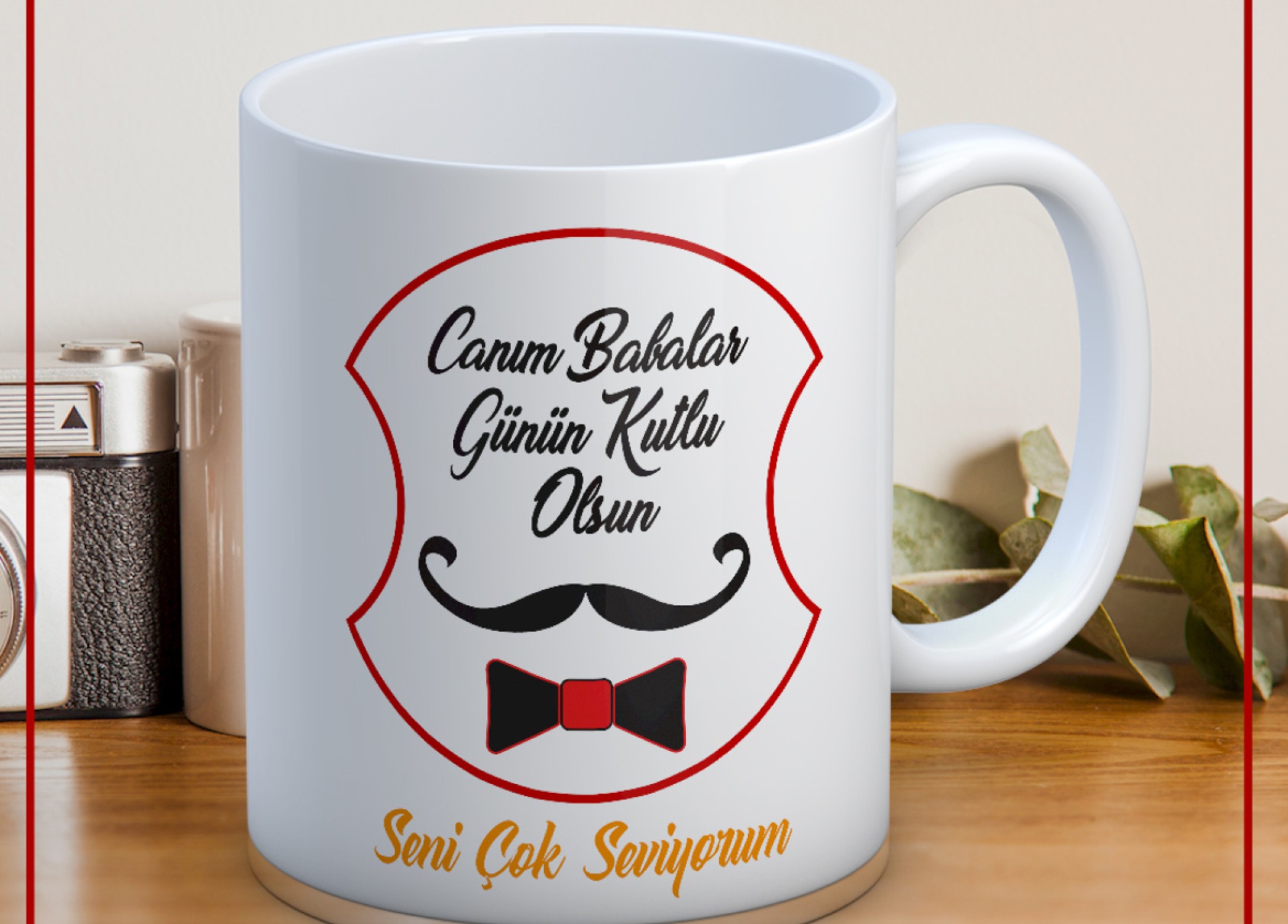 BABALAR GÜNÜ TEMALI İSİMLİ KİŞİYE ÖZEL SERAMİK KUPA BARDAK-76