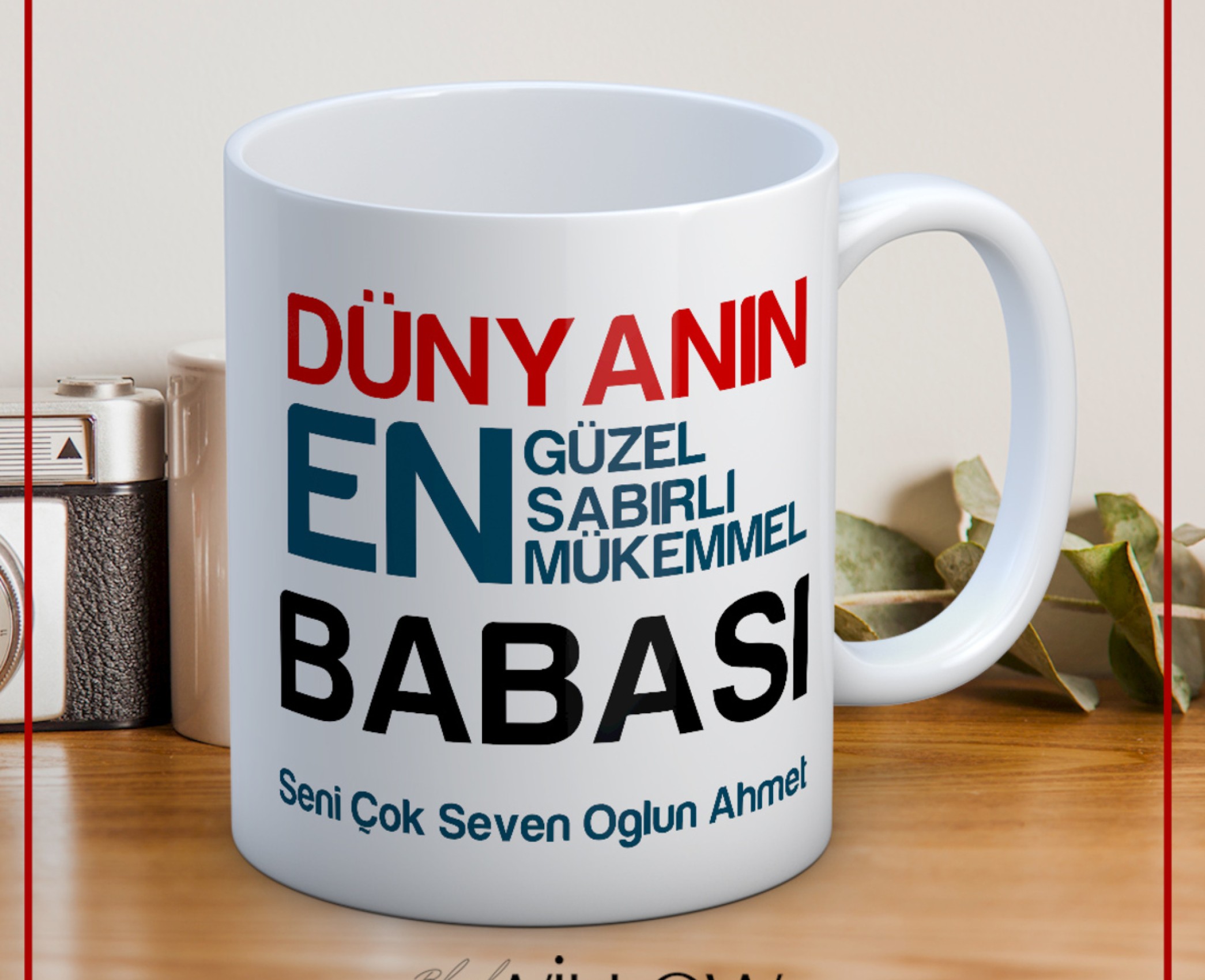 BABALAR GÜNÜ TEMALI İSİMLİ KİŞİYE ÖZEL SERAMİK KUPA BARDAK-33