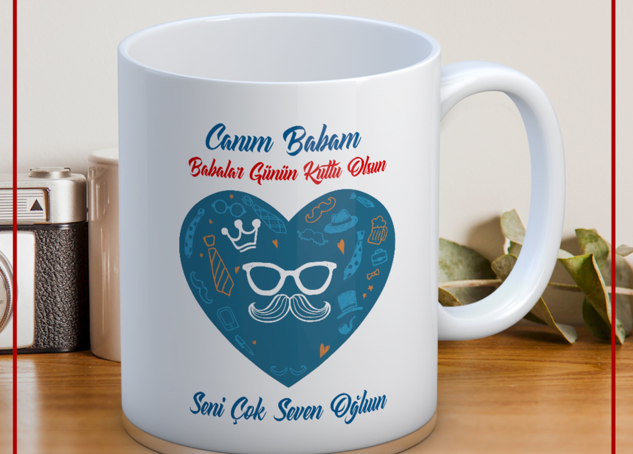 BABALAR GÜNÜ TEMALI İSİMLİ KİŞİYE ÖZEL SERAMİK KUPA BARDAK-80