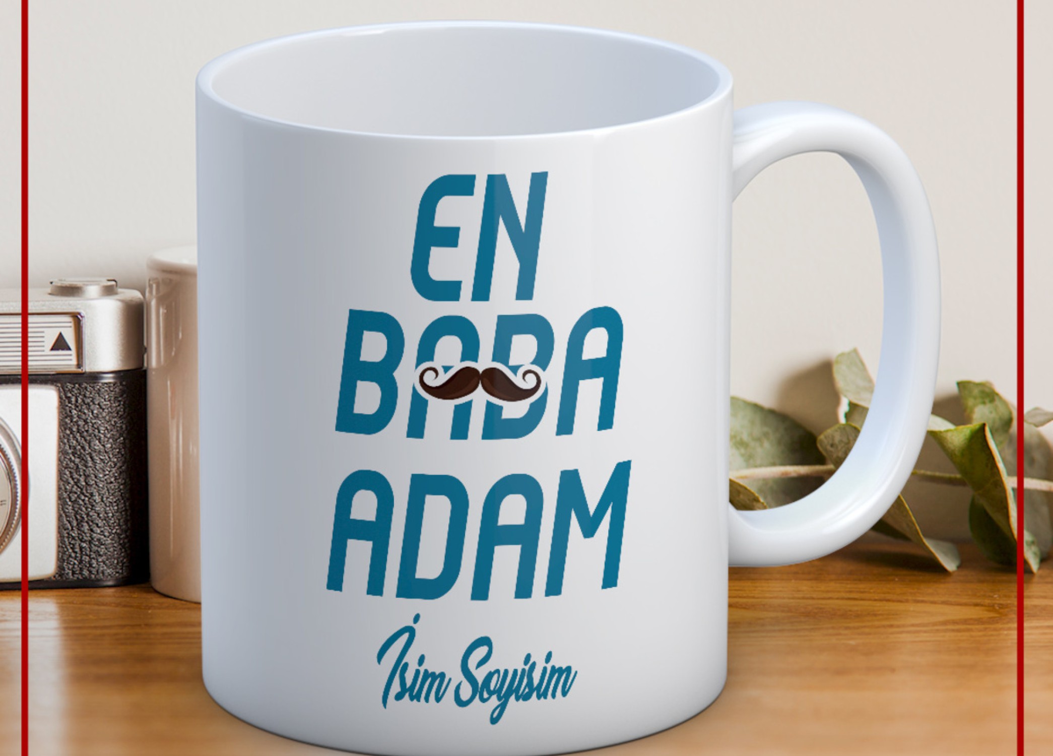 BABALAR GÜNÜ TEMALI İSİMLİ KİŞİYE ÖZEL SERAMİK KUPA BARDAK-11