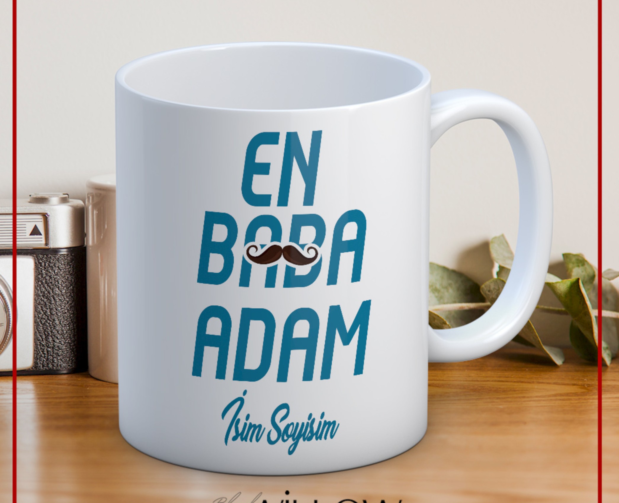 BABALAR GÜNÜ TEMALI İSİMLİ KİŞİYE ÖZEL SERAMİK KUPA BARDAK-11