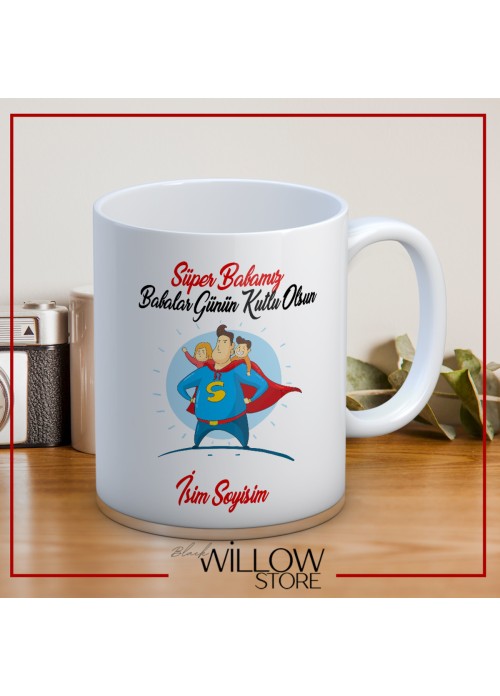 BABALAR GÜNÜ TEMALI İSİMLİ KİŞİYE ÖZEL SERAMİK KUPA BARDAK-56