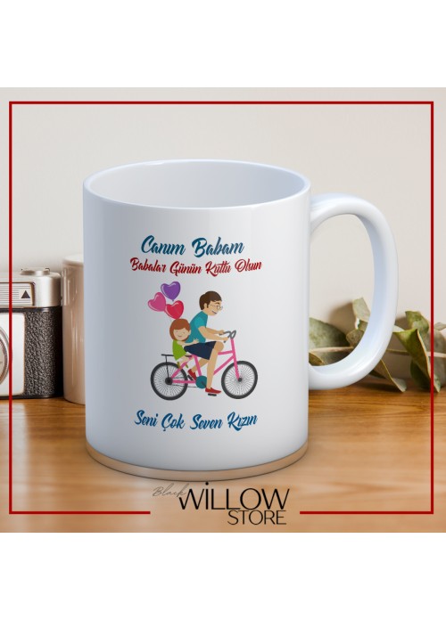 BABALAR GÜNÜ TEMALI İSİMLİ KİŞİYE ÖZEL SERAMİK KUPA BARDAK-78